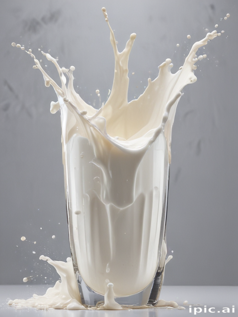 Dynamic Splash of Milk Captured in a Glass with Dramatic Effects