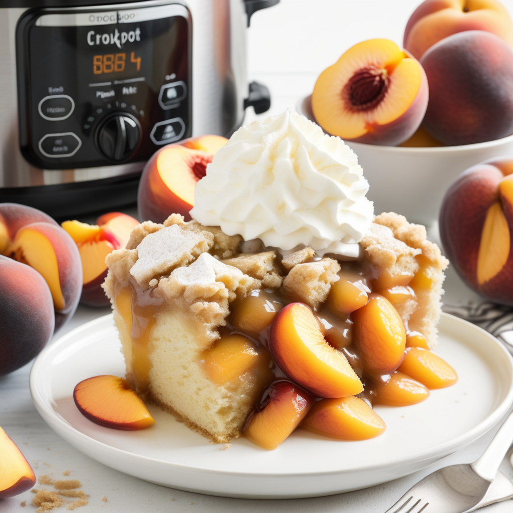 crockpot peach cobbler cake mix