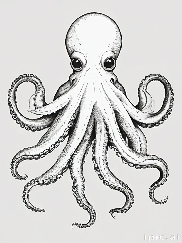 octopus clipart black and white