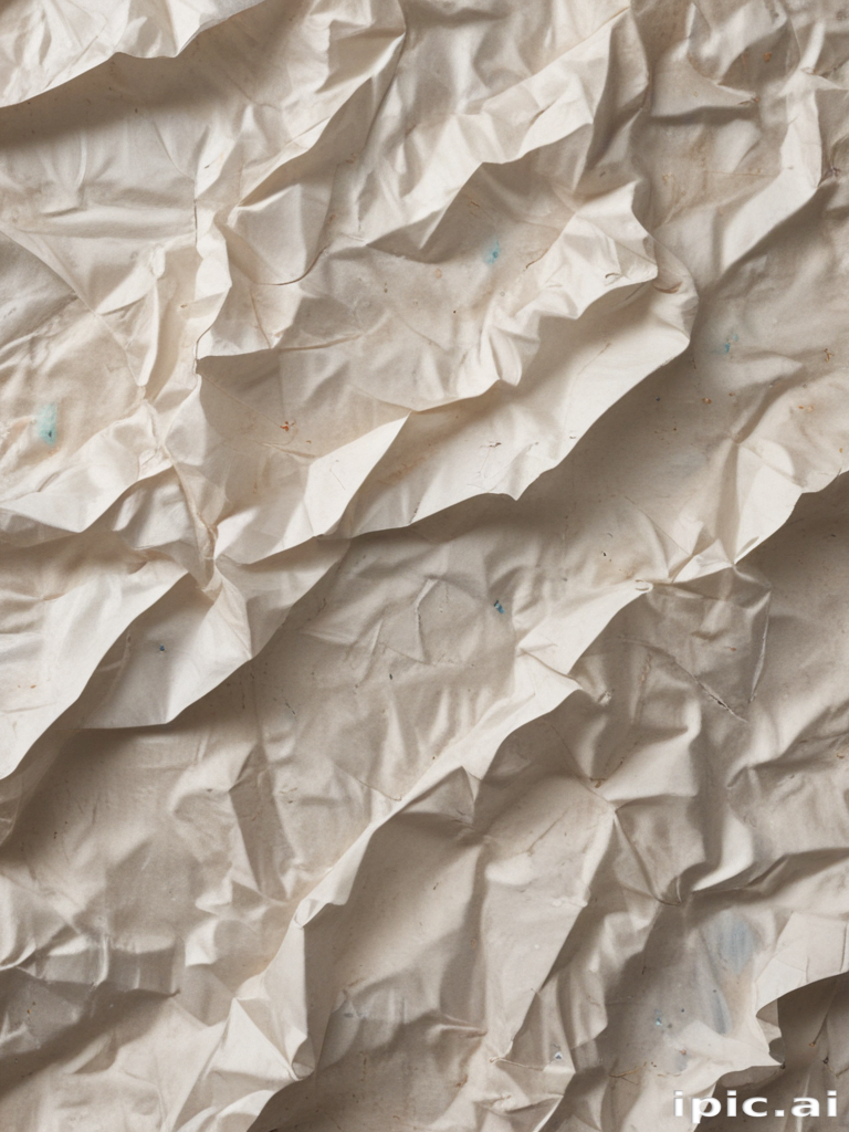 An Abstract Composition of Crumpled Paper Displaying Texture and Depth