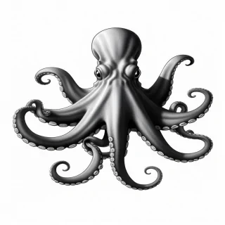 black and white octopus clipart