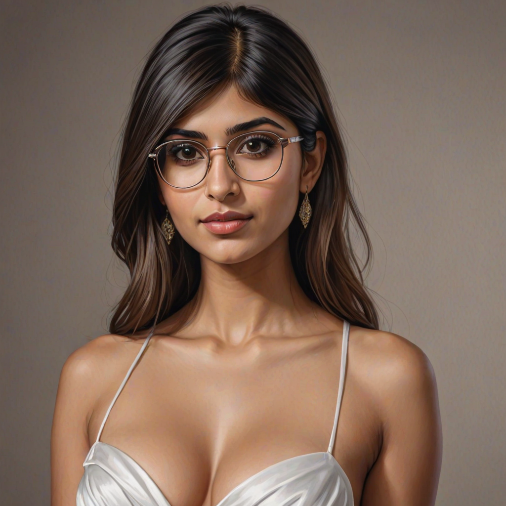 mia khalifa, digital painting,  digital illustration,  stunning girl, make up , white silk dress extreme detail,  digital art,  4k,  ultra hd