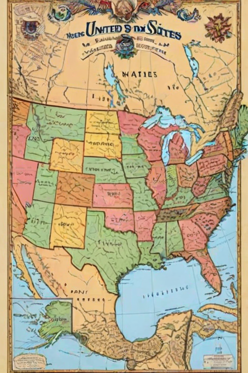 map of united states with states