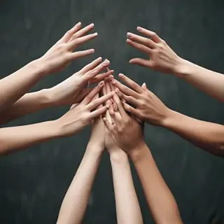 hands reaching