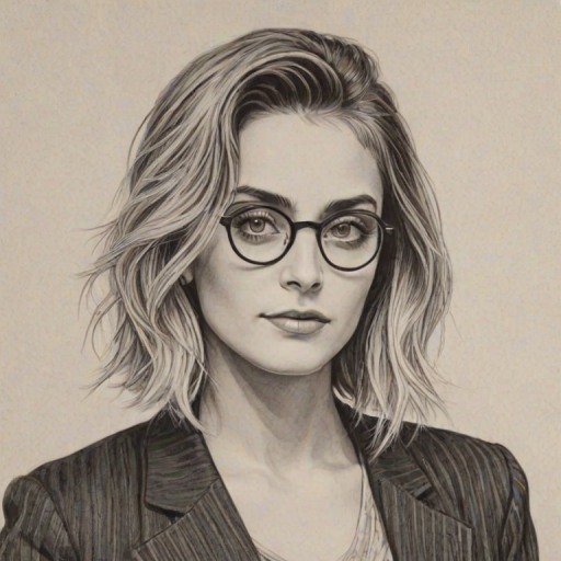 Beauteous Paris Jackson, pencil sketch, portrait of Ravishing woman 1923s in glasses, hair style beatnik, outline, clear lines, fine lines, 8k