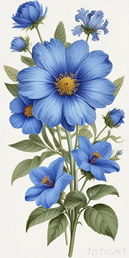blue flowers clipart