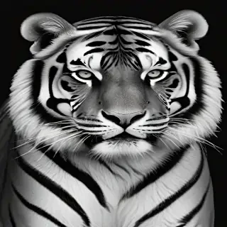 tiger clipart black and white