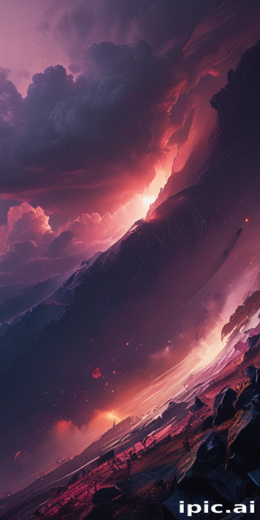 Majestic Cosmic Landscape with Vibrant Colors and Dramatic Cloud Formation
