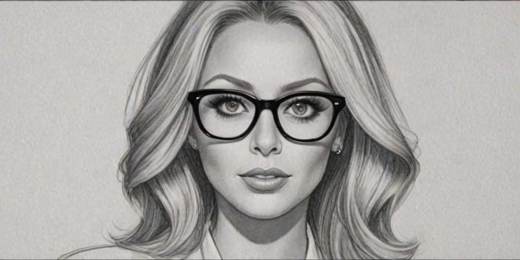 Lovely Aubrey O'Day, pencil sketch, portrait of Sublime woman 1956s in glasses, hair style beatnik, outline, clear lines, fine lines, 8k