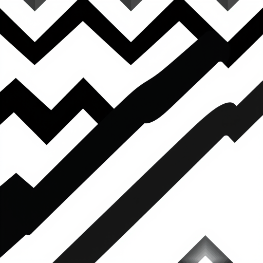 create a high-contrast zigzag pattern with alternating black and white chevrons, use a DSLR camera with a 50mm lens, f/8 aperture, ISO 100, and a softbox for even lighting, focus on sharpness and clarity
