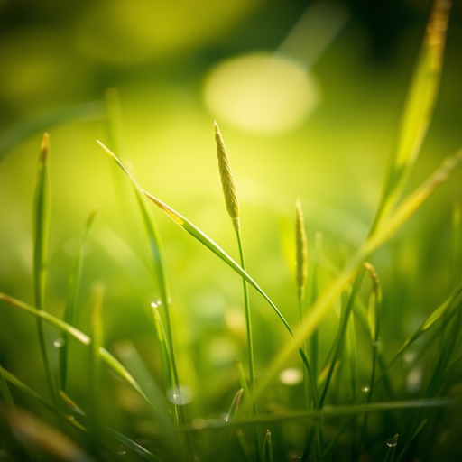 soft focus close-up of grass with bokeh background, natural light, aperture f/2.8, shutter speed 1/250s, ISO 200, DSLR camera, 50mm lens