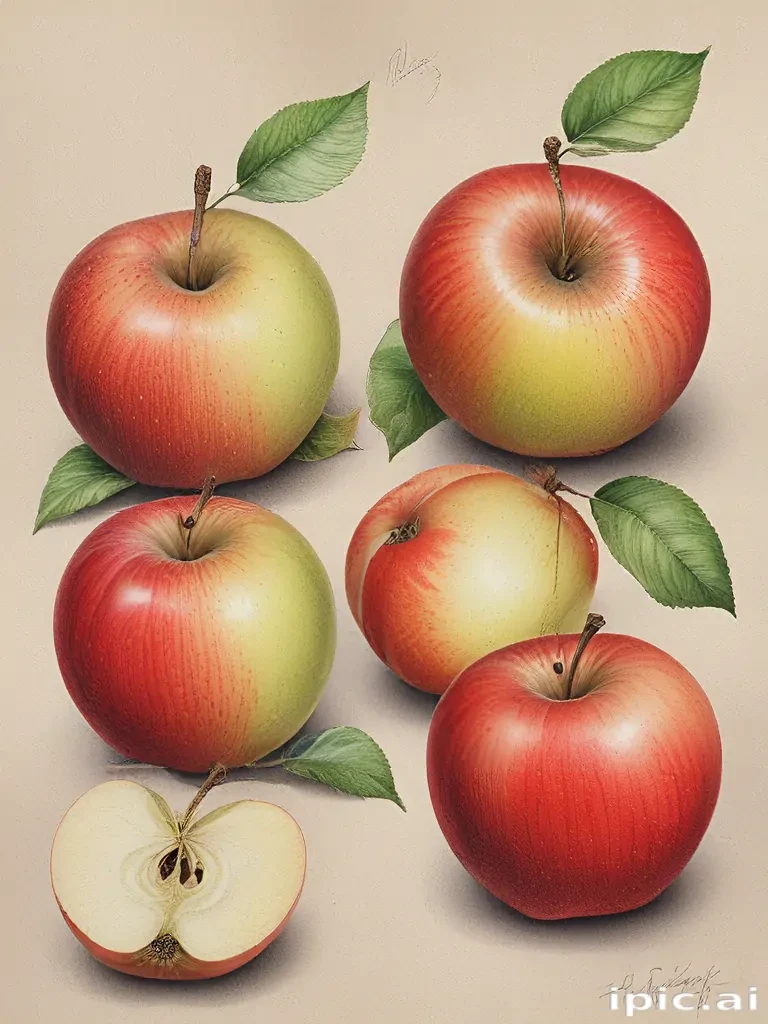 drawn apples