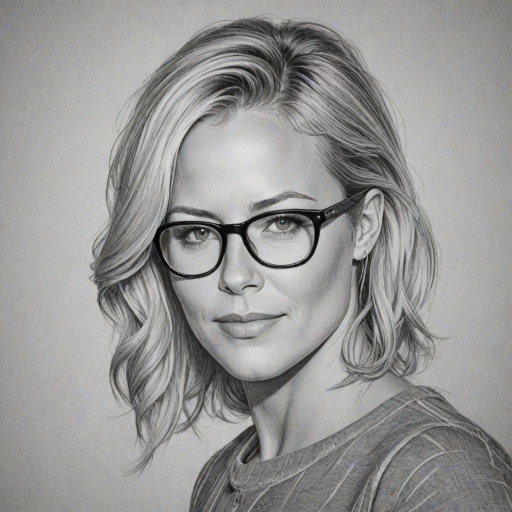 Delightful Brittany Daniel, pencil sketch, portrait of Splendid woman 1967s in glasses, hair style beatnik, outline, clear lines, fine lines, 8k