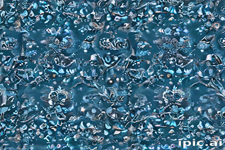 Intricate Patterns of Blue and Silver in a Lush Floral Design