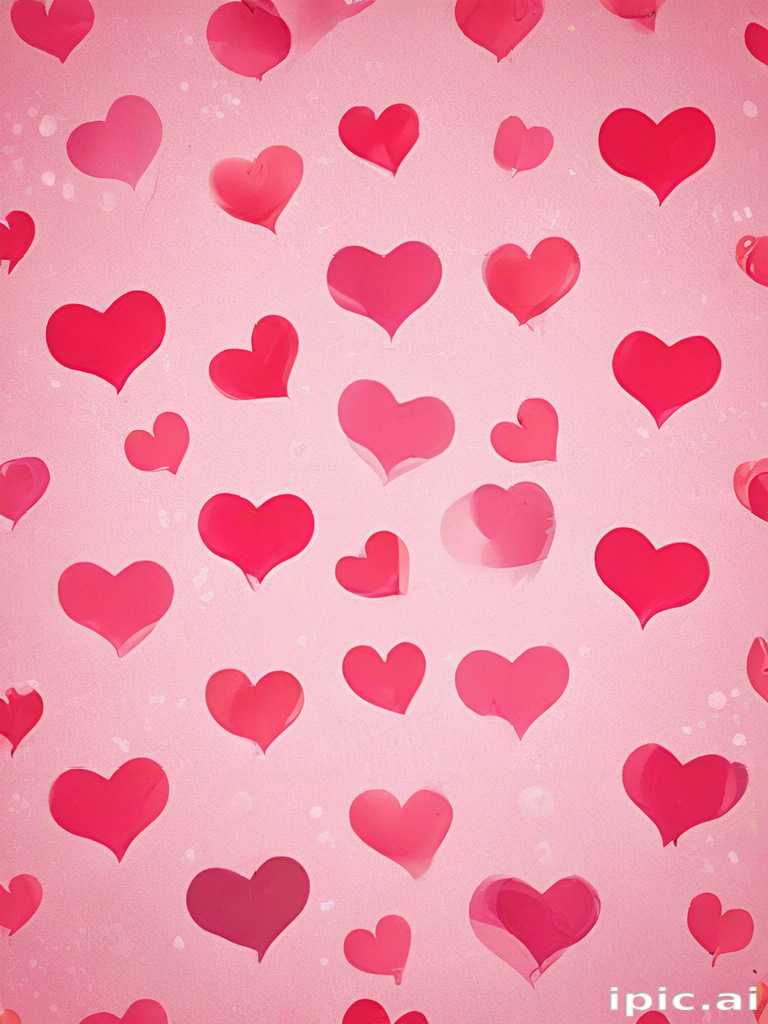 Colorful Array of Hearts on a Soft Pink Background for Love Celebrations