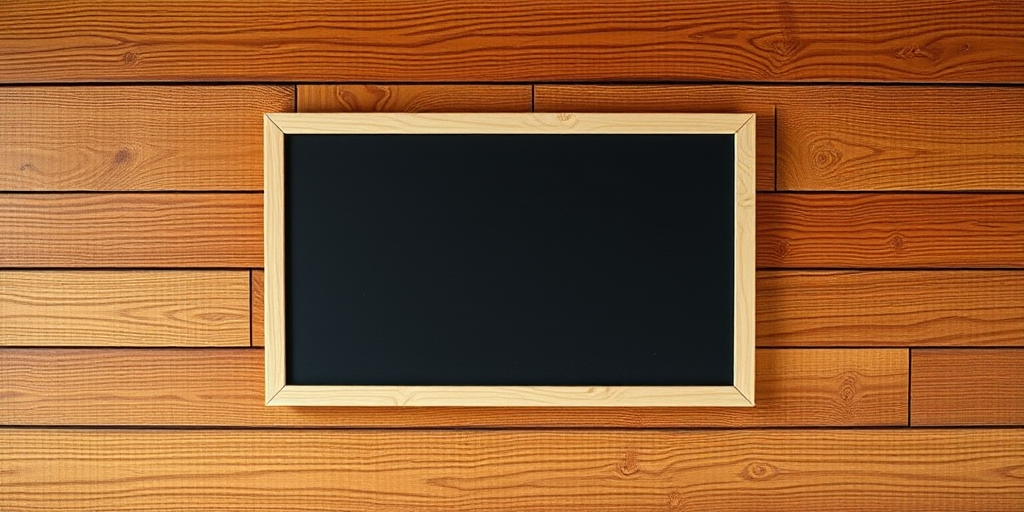 Create a blank sign on a wooden background, camera type DSLR, camera settings f/2.8, ISO 100, shutter speed 1/125, camera view wide angle, camera style natural lighting.