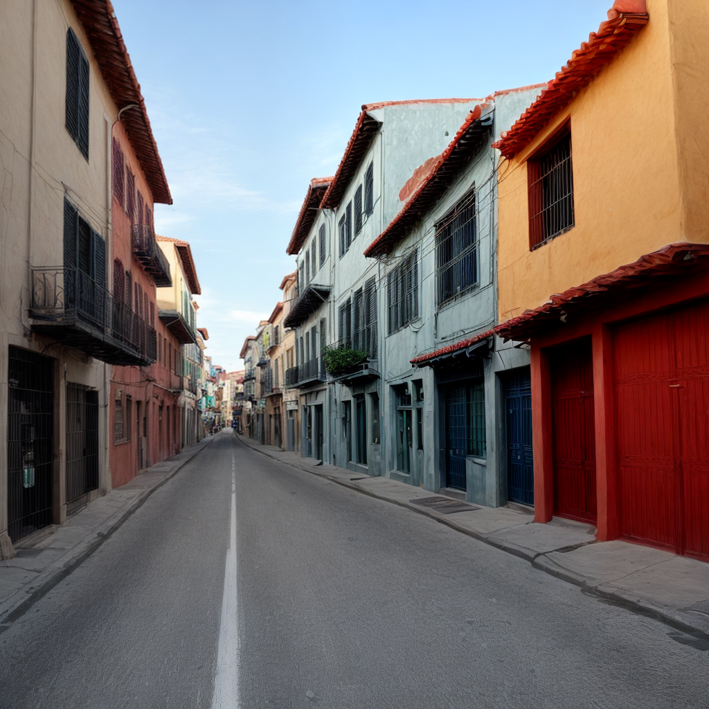 the view of a street in the late afternoon, in addition to the road ...