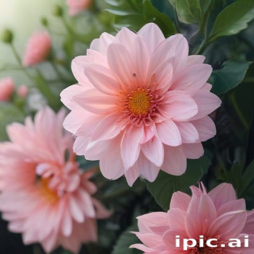 Delicate Pink Flowers Blooming Gracefully in a Lush Green Garden