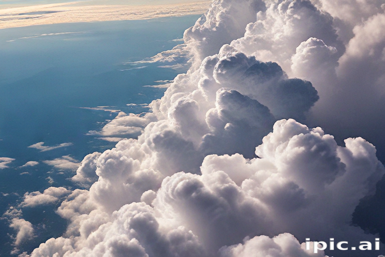 Majestic View of Fluffy White Clouds Against a Clear Blue Sky