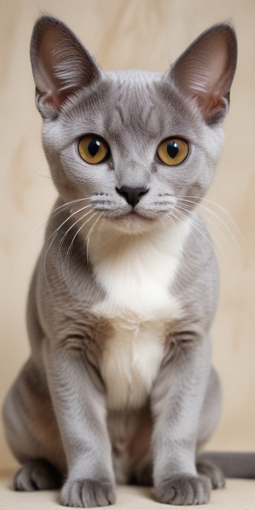 A Playful and Adorable Gray Cat with Striking Yellow Eyes.