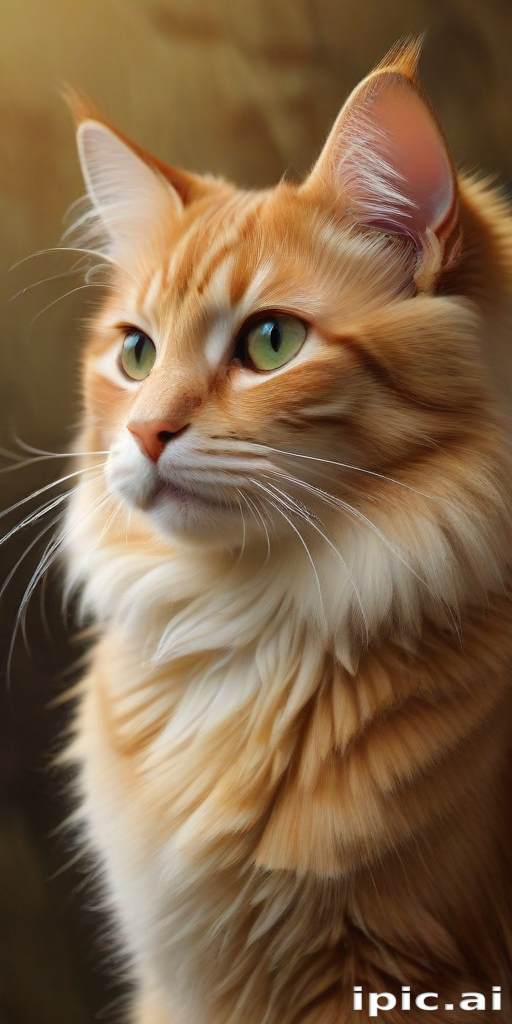 A Majestic Orange Cat with Striking Green Eyes and Fluffy Fur.