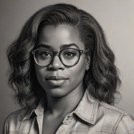 Attractive Uzo Aduba, pencil sketch, portrait of Attractive woman 1974s in glasses, hair style beatnik, outline, clear lines, fine lines, 8k
