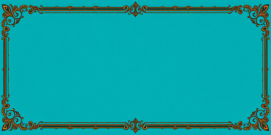 Create a high-resolution image of a textured teal background with a vintage ornate border, captured with a Canon EOS R5, ISO 100, f/8 aperture, 50mm lens, in a soft natural light setting.