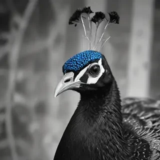 peacock black and white