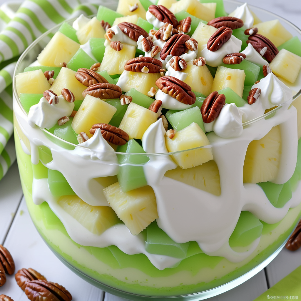 lime jello salad with cream cheese pineapple and pecans