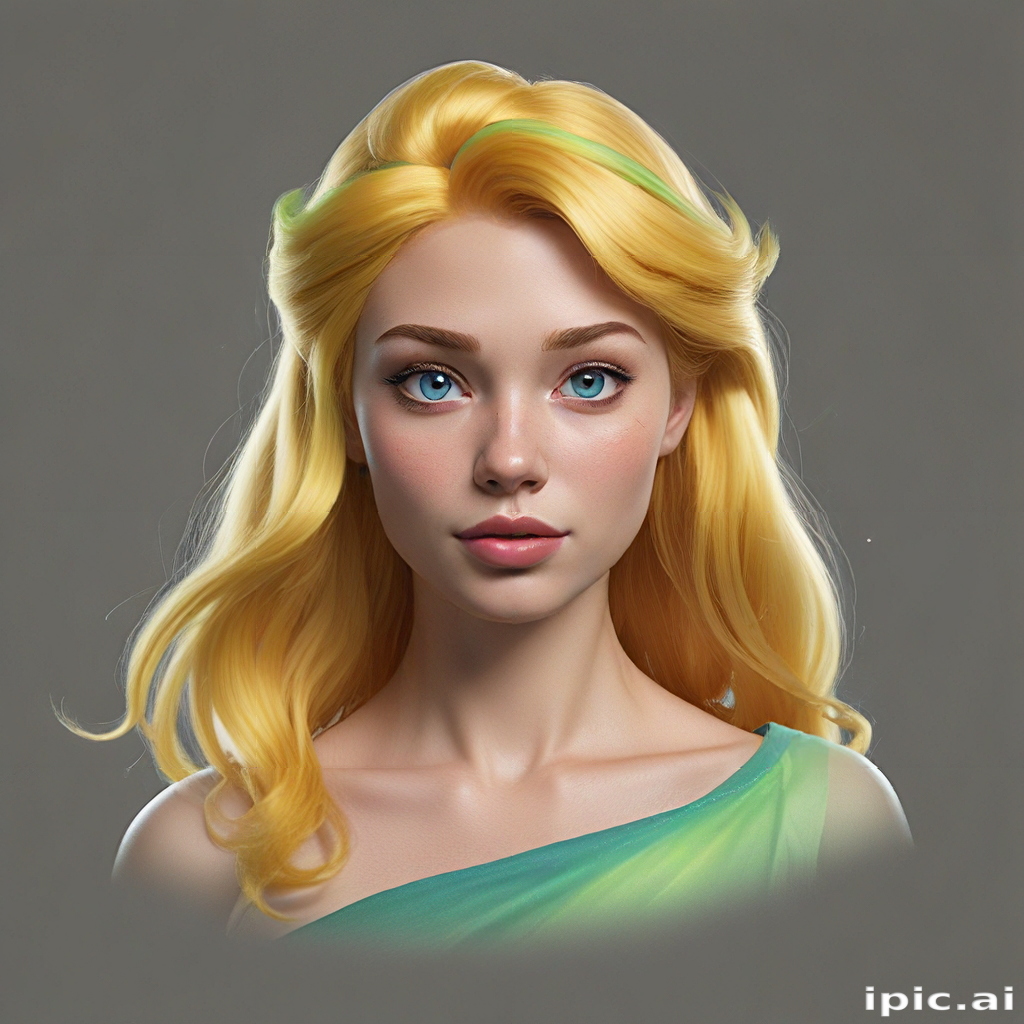 Portrait of a Young Woman with Flowing Blonde Hair and Bright Blue Eyes