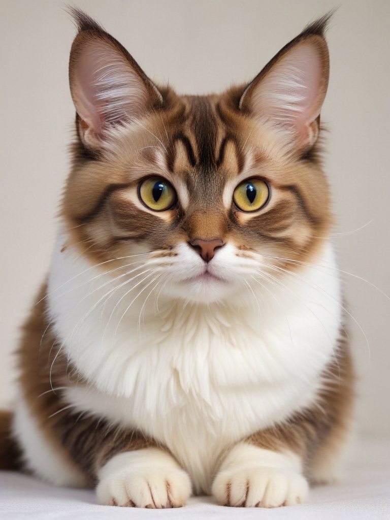 Charming and Adorable Domestic Cat with Striking Yellow Eyes and Fluffy Fur