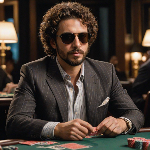 detailed edges, detailed image, perfection style, A detailed and A perfect photo of a man with sunglasses and trowing a pair of cards in his hand at camera in a poker game, hand focus, cinematic hand, best hand, better hand, awesome hand, different hand, solo, looking at viewer, brown hair, shirt, 1boy, upper body, male focus, striped, facial hair, table, sunglasses, black background, beard, curly hair, card, playing card, afro, mahjong, poker chip, mahjong tile, pinstripe suit, perfection, different color, perfect color, realistic, realism, detailed background, perfect background, different background, perfect style, perfection style, detailed style, black hair, striped clothes, black shirt, striped shirt, pinstripe pattern