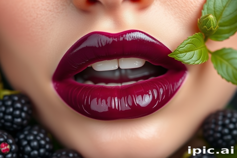 Blackberry "Twilight Crush" lip mask with exfoliating properties, gently removing dead skin cells while deeply nourishing and tinting the lips
