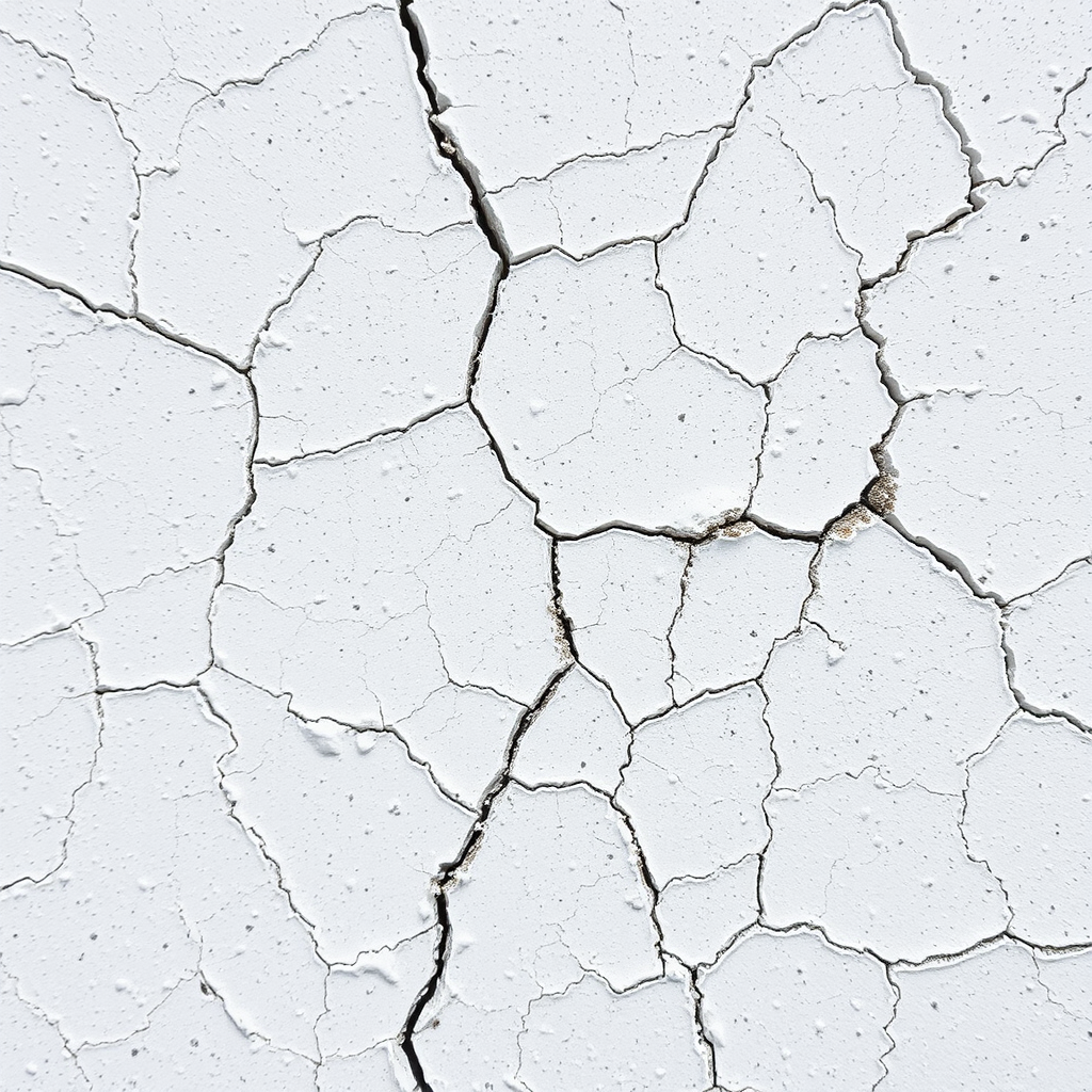Create a high-resolution texture image of a white cracked surface with fine details, using a DSLR camera, 50mm lens, f/8 aperture, ISO 200, and natural lighting for enhanced clarity and texture.