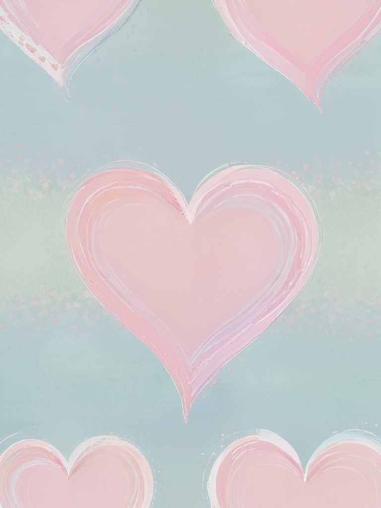 Soft Pink Hearts on a Light Blue Background for Whimsical Decor