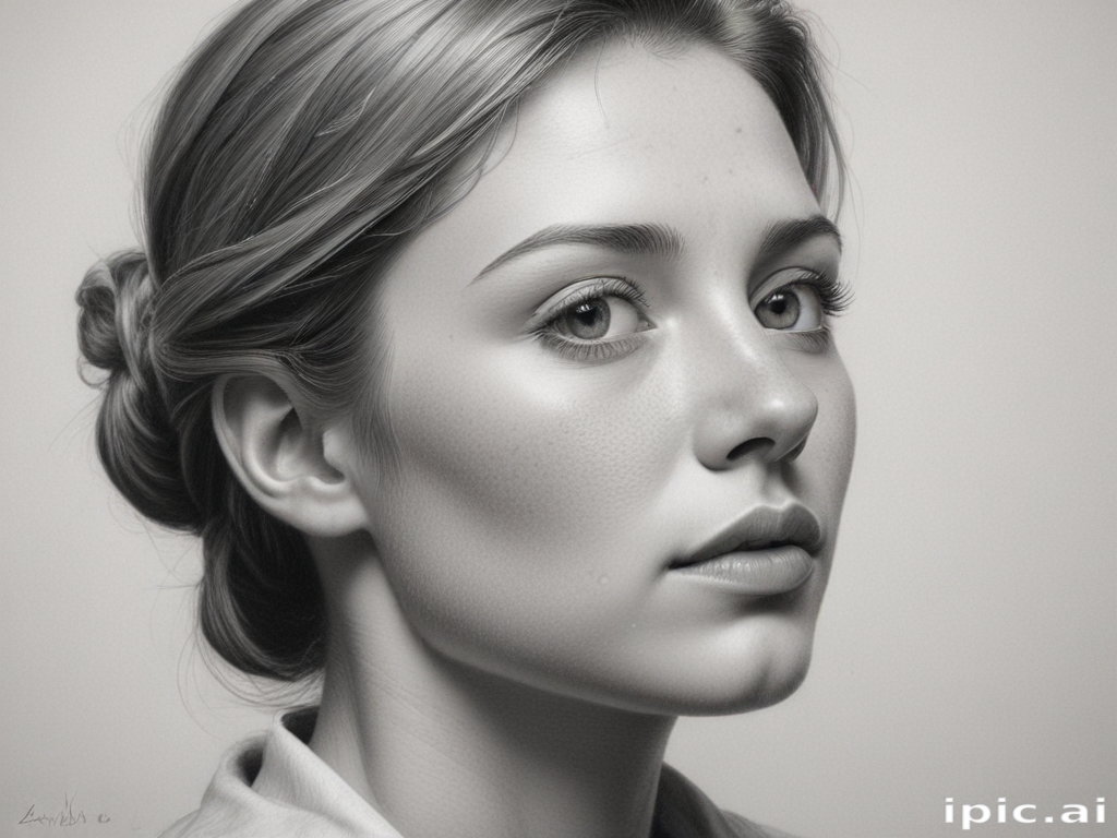 Captivating Portrait of a Young Woman with Elegant Features and Expression