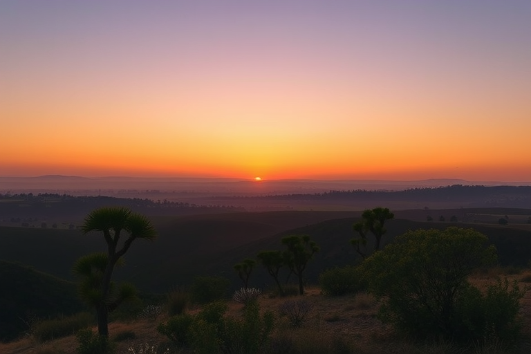 Generate a high-resolution image of a serene landscape at sunrise with soft pastel colors, focal length of 35mm, aperture set to f/8 for sharpness, ISO 100, using a DSLR camera with a wide-angle lens for an expansive view.