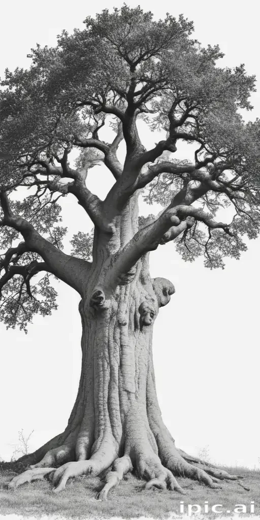 oak tree clipart black and white