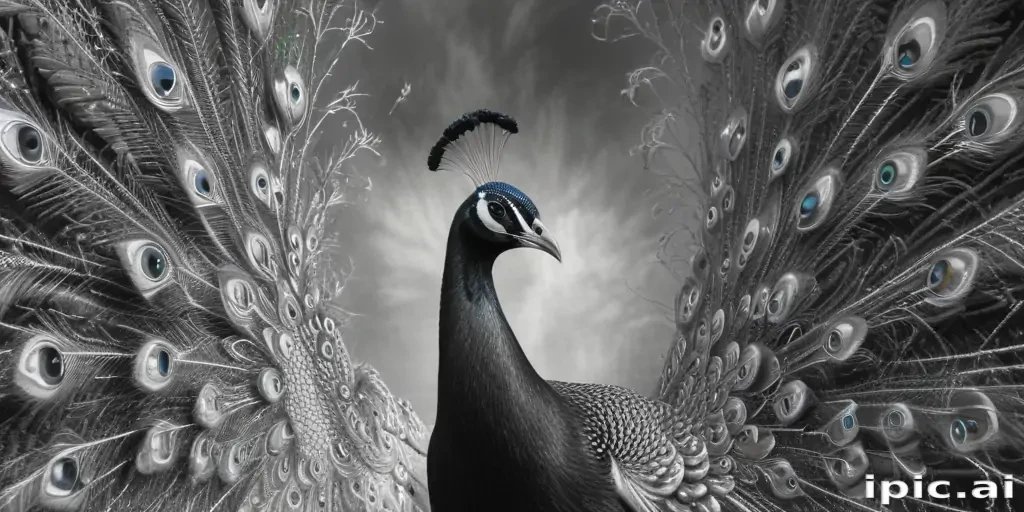 peacock black and white