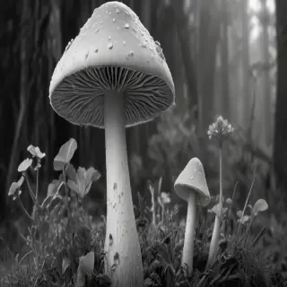 mushroom clipart black and white