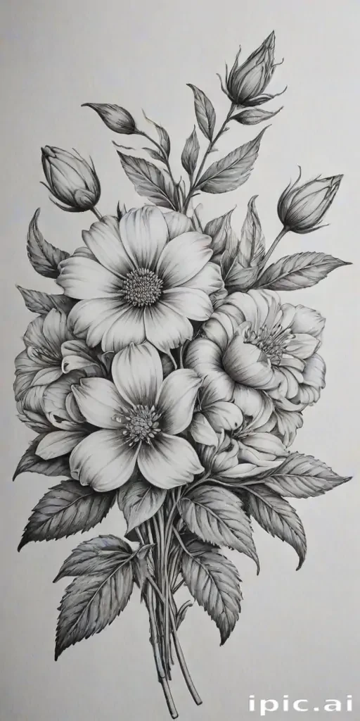 pencil drawing flowers