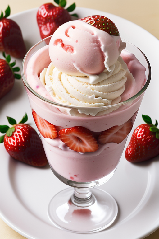 strawberry with vanilla ice cream