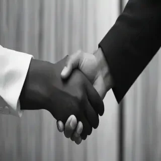 handshake black and white