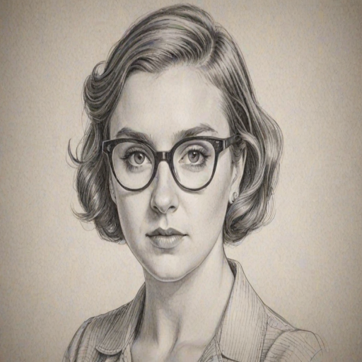 Dazzling Lena Dunham, pencil sketch, portrait of Radiant woman 1939s in glasses, hair style beatnik, outline, clear lines, fine lines, 8k