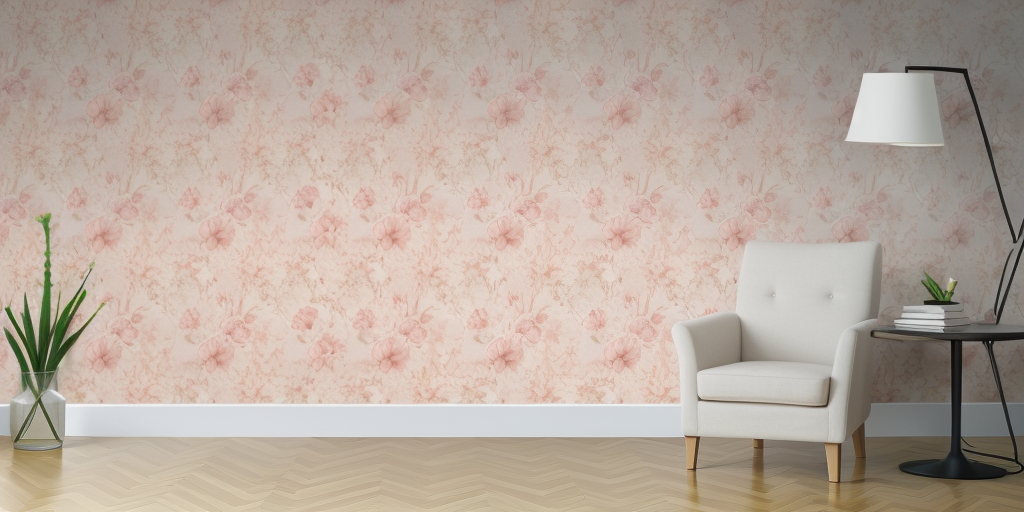 Cozy Living Room Setup Featuring Floral Wallpaper and Modern Furniture ...