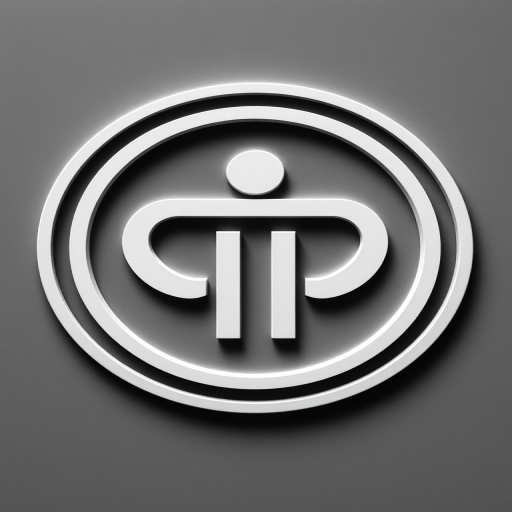 Create a high-resolution black and white logo featuring a stylized symbol within a bold circular outline, captured with a Canon EOS R5, 50mm lens, f/1.8 aperture, ISO 100, with a top-down view and excellent contrast.