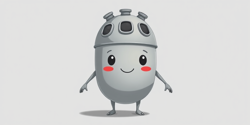 Create a high-resolution illustration of a whimsical gray capsule-shaped character with three windows on top and four pointed limbs, set against a neutral gray background, using a Canon EOS 5D Mark IV, with a 50mm f/1.8 lens, aperture set to f/8, ISO 100, and a soft focus effect to enhance details.