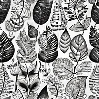 black and white clipart leaf
