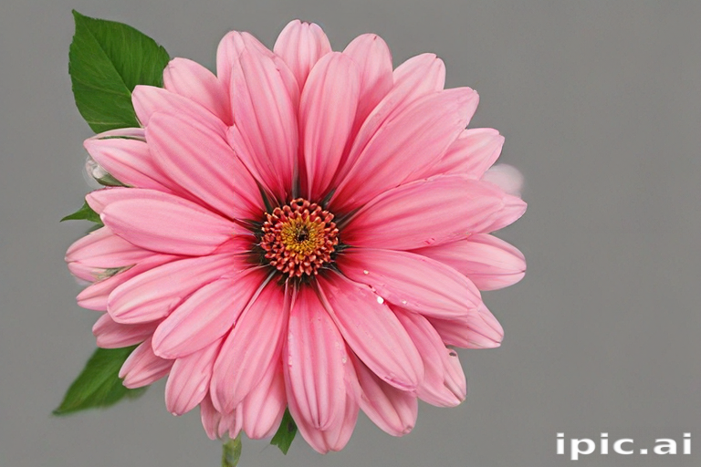Beautiful Pink Flower with Vibrant Petals and Lush Green Leaves