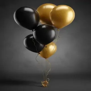 black and gold balloons png